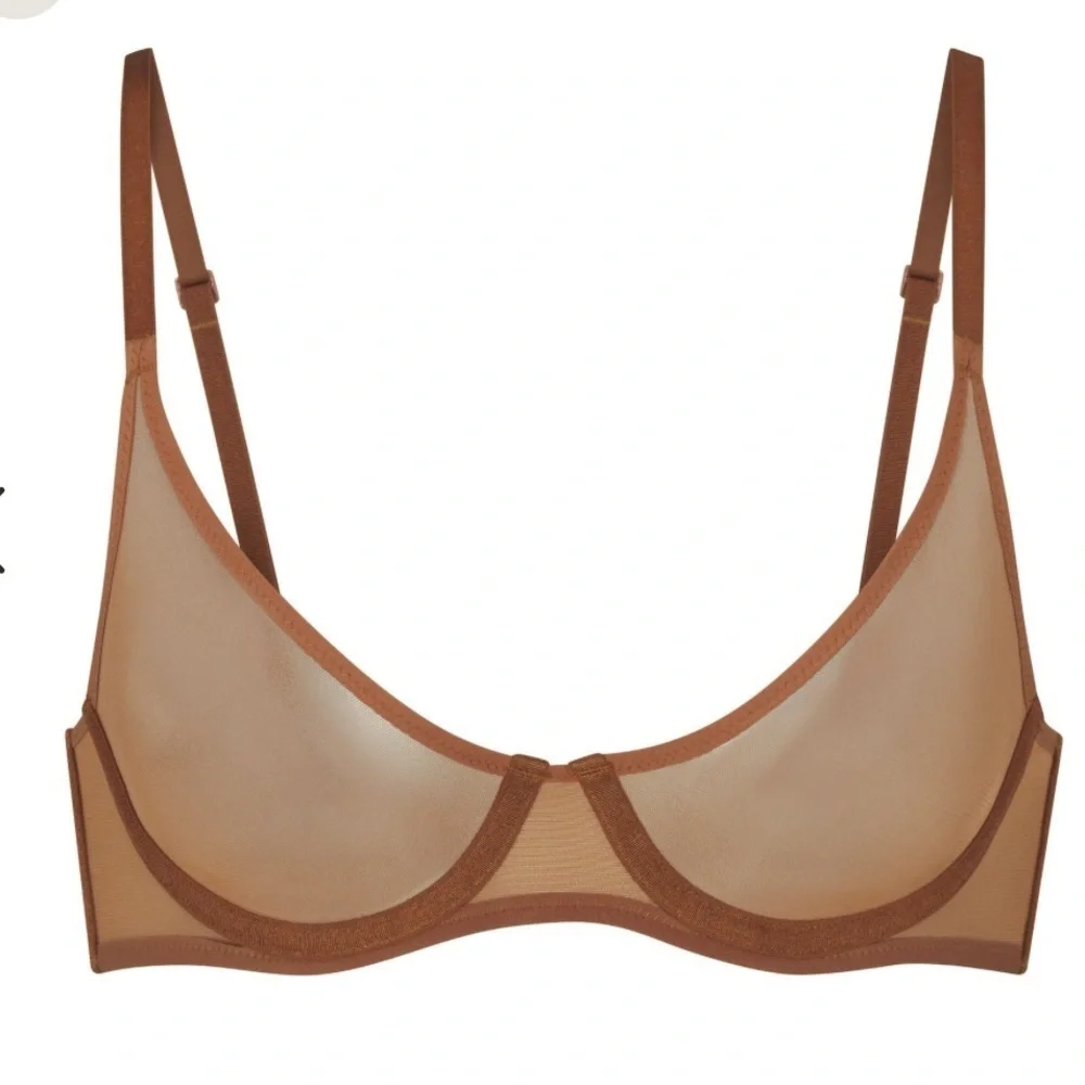 Skims ultra fine mesh scoop bra in bronze - Picture 3 of 8